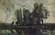 Trees amidst the Marsh  Jean Baptiste Camille  Corot